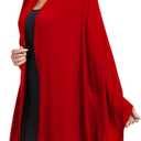 Chiffon Shawl and Wraps for Women Warm Scarves Wedding Evening Bridal Scarfs Pashmina Shawls (Red)