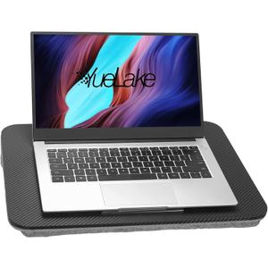 Portable Laptop Desk Fits Up to 16“ Laptops, with Tablet Slot, Builtin Cushion, Great for Home & Office,Lap Desk for Laptop,Lap Desk with Cushion (Black, Medium)