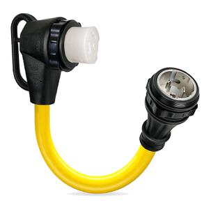 50 Amp 90 Degree RV Plug, NEMA SS2-50P to SS2-50R RV Adapter, Heavy Duty Extension Cord with 1.5Ft Power Locking Male and 90 Degree Locking Female Ends