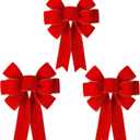 SIMISI RIBBON 3 Packs Red Bows Christmas Decorations Big Wired Velvet Bow with Gold Border for Wreaths Outdoor, Gift Wrapping, Tree Topper, Outside (12 * 14 inch)