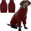 IECOii XXL Dog Sweater, Knit Big Dog Sweater Christmas, Pet Turtleneck Doggy Sweatshirt for Extra Large Dogs boy Girl, Large Size Dog Cold Weather Outfit English Bulldog Clothes for Winter (Wine-red XXL)