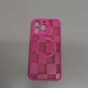 KANGHAR for iPhone 15 Pro Max Case Checkered Cute Pattern Matte Aesthetic Magnetic [Compatible with Magsafe] Slim Shockproof Full Body Protection for Girls Women -Hot Pink