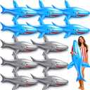 Leyndo 12 Pcs 42.5 Inch Summer Inflatable Shark Long Shark Float Pool Toy PVC Blow up Shark Toys Large Shark Party Decorations Party Favors Supplies Gifts for Teens Adults
