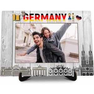 Germany Pictures Frame, Wooden Desktop Photo Frame with Stand, Germany Souvenirs For woman Man, Germany Family Vacation, Germany Wedding Gifts, Farmhouse Home Living Room Bedroom Decoration -a64