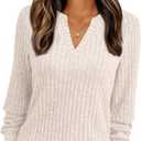 AUTOMET Womens V Neck Long Sleeve Shirts Casual Lightweight Tunic Sweaters Fall Fashion Tops Trendy Dressy Clothes 2025 (Small, Apricot)