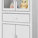 Mini Cabinet for Desk, Cute Small Locker for Girls, Metal Desktop Organizer with Drawer, Mini Cabinet for Miniature Display, Accessories Organizer for Desktop, White