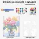 Paint by Number Black Cat on Colotful Rug DIY Cute Floral Vase Painting on Canvas with Brushes Acrylic Paints Pink Paint by Numbers for Adults and Kids Student Beginner 16x20 Inchwithout Frame