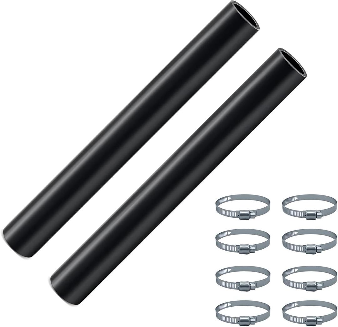 (2-Pack) 2 1/4" ID Gasoline Fuel Filler Neck Hose with 4 Clamps - 15 7/8" Length Gas Tank Hose Replacement (Straight, 2.25" ID)