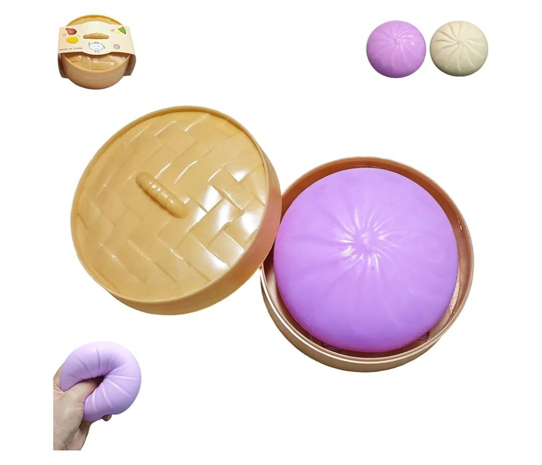 Giant Dumpling Squishy, Large Dumpling Squishy, Mystery Jumbo DumplingSquishy, Cute Anxiety Relief Fidget Toy, Soft Squeeze Decompression Dough for Adults (Purple)