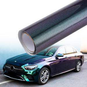 Glossy Purple to Charming Green Metallic Chameleon Vinyl Wrap Sparking Diamond Gradient Color Change Car Body Vinyl Film Roll, 59.84 inch x 29.52 inch