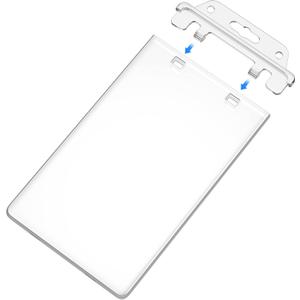 2 Pack Clear ID Badge Holder for Lanyard Hard Plastic ID Card Holder by Fallen One, Permanent Locking, Vertical, Heavy Duty