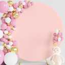 Wokceer 7.2FT Round Backdrop Cover Round Arch Covers Blushing Pink Spandex Circle Balloon Arch Backdrop Cover for Wedding Birthday Party Baby Bridal Shower Decor