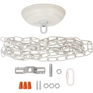 10 Feet Heavy Duty White Chain with 5" Light Canopy Kit for Chandelier, Swag Light Kit Light Fixture Mounting Bracket for Hanging Light