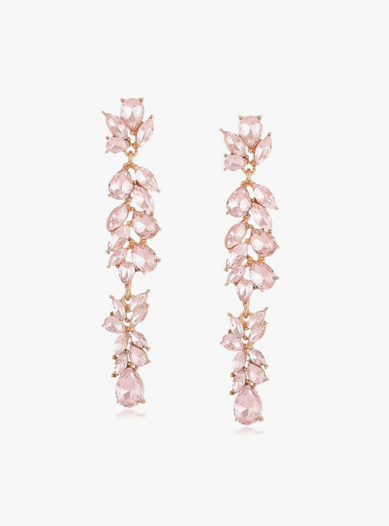 Long Rhinestone Dangle Earrings Sparkly Crystal Teardrop Dangling Earrings for Women Wedding Brides Prom Jewelry
