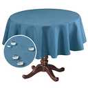 H.VERSAILTEX Linen Textured Table Cloths Round 70 Inch Premium Solid Tablecloth Spill-Proof Waterproof Table Cover for Dining Buffet Feature Extra Soft and Thick Fabric Wrinkle Free, Ink Blue