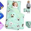 Nap Mat: Toddler Nap Mat with Removable Pillow and Removable Fleece Minky Blanket, Light Weight and Soft Perfect for Preschool and Daycare, 55"x22" Fit Standard Cot (Dog)