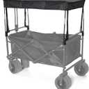 Removable Wagon Canopy Attachment with Rods Foldable Sun Shade Cover for Collapsible Beach Utility Push Pull Cart, Outdoor Picnic Trolley (Black)