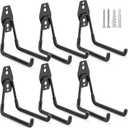 6 Pack Garage Hooks Heavy Duty Storage Organizer Wall Mount Power and Garden Tool Hangers, for Hanging Ladders, Ropes, Hose, Bulk Items