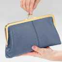 Geninue Leather Wallet with RFID Blocking Clutch Kiss Lock Purse,Multi-Compartment Card Holder,Phone Bag for iPhone 17 16 15 14 13 Pro Max,Gift for Women Mum Daughter Granddaughter (Blue)