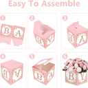 TSVATE Pink Baby Shower Boxes Decorations - 4 Baby Shower Centerpiece Boxes Gender Reveal First Birthday Centerpiece Decors (Without Flowers)