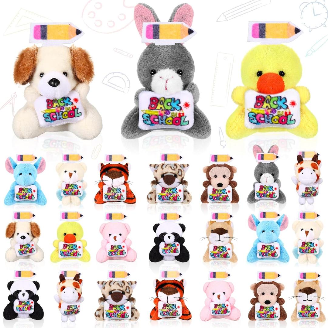 36 Pcs Back to School Mini Plush Animals First Day of School Stuffed Animal Keychains Bulk Small Plush Keychains with Pencil and Sign for Gift Party Favors Supplies Filler 36 Pcs Back to School Mini Plush Animals First Day of School Stuffed Animal Keychains Bulk Small Plush Keychains with Pencil and Sign for Gift Party Favors Supplies Filler
