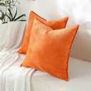Stellhome Pack of 2, Soft Chenille Soild Throw Pillow Covers Accent Cushion Case Boho Farmhouse Neutral Decorative Pillowcase for Couch Sofa Bedroom Living Room Home Decor 16 x 16 Inch, Orange