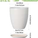 8 Inch Ceramic Planter Pot Round Plant Pot with Drainage Hole and Saucer Modern Flower Pot for Indoor Outdoor Plants White