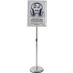 Adjustable Pedestal Sign Holder - 8.5 x 11 Inch Vertical & Horizontal Poster Stand - Round Base Display Holder - Silver