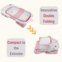 Baby Bathtub for Newborn Infant, Collapsible Baby Bathtub with Temperature Display & Soft Cushion, Infant to Toddler Bathtub, Portable Foldable Travel Bath Tub, 0-18 Months (Pink)