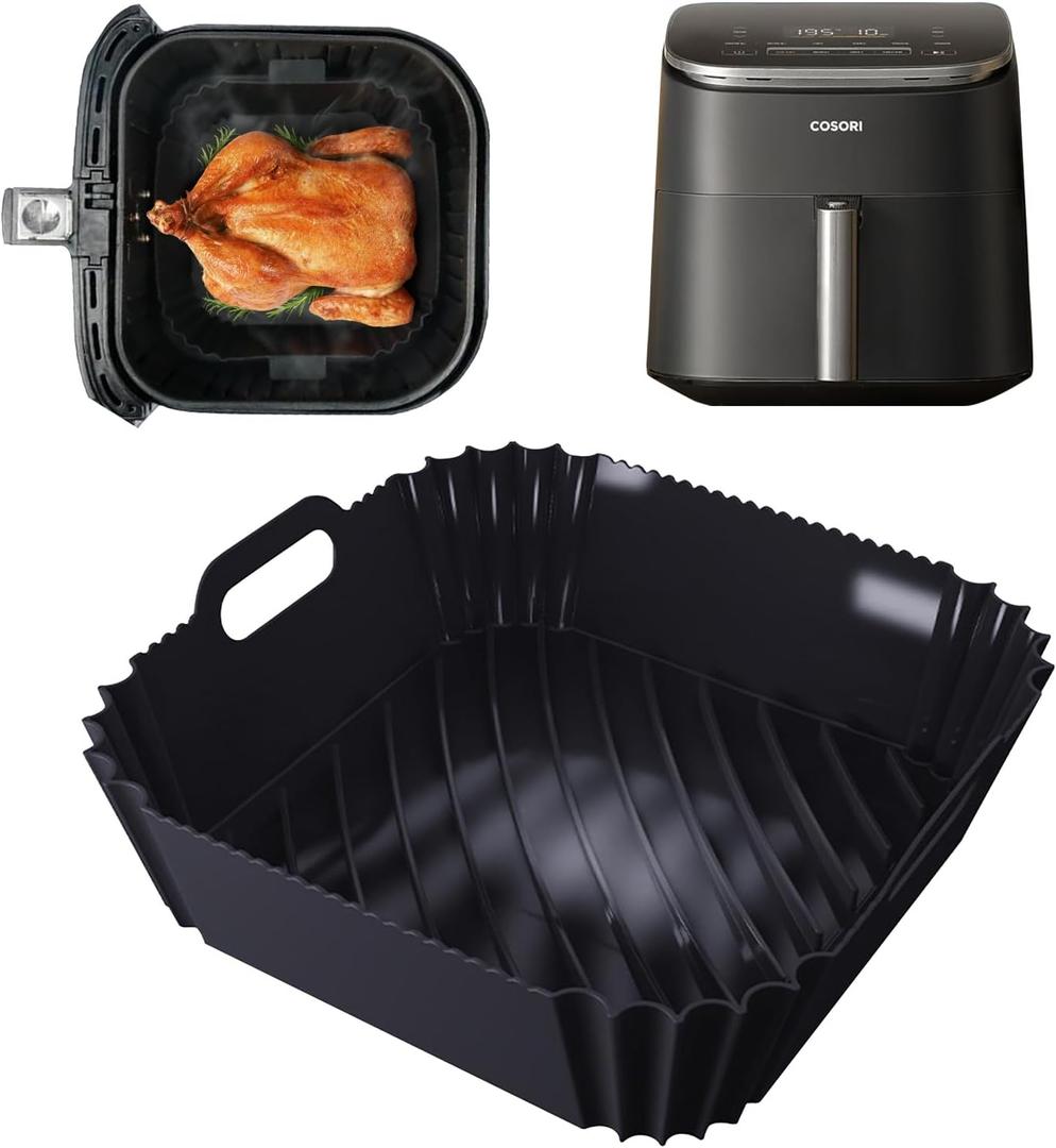 Silicone Air Fryer Liner Accessories for COSORI TurboBlaze 6Qt Air Fryer 9-in-1, Compact & Large 6-Qt, Fast Turbo Modes, Dishwasher Safe Airfryer Accessories Silicone Liners for CAF-DC601