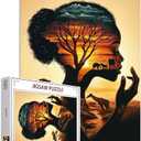 Black Girl Jigsaw Puzzles 1000 Pieces for Adults, Families (Africa Woman,Elephant,Giraffe,Tree of Life) Pieces Fit Together Perfectly 19.7''x27.6''inch African American Frameable Magic Puzzle Ar