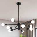 KAISITE Modern Chandelier Ceiling Light Fixture Sputnik Chandelier 10-Light Black Chandelier for Dining Room Over Table Height Adjustable Lighting Fixture Ceiling Hanging for Farmhouse Kitchen