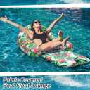 Simgoing Fabric Covered Pool Float Lounge for Adults 2 in 1 Convertible Chair Lounger Large Luxury Inflatable Pool Float Rafts Heavy Duty Mattress with Quick Dry Cover, Electric Air Pump