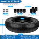 13 Inch Flat Free Wheels Tires 4.00-6 Solid Replacement with Universal 5/8" Axle Bore Hole, 8 Spacers and 4 Pins, for Wheelbarrow, Garden Wagon, Hand Truck, Trolley, Lawn Mower, 2 Pack