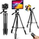 Lusweimi 72-Inch Tripod for ipad iPhone, Camera Tripod for Phone with 2 in 1 Phone Holder for Cell Phone/Tablet/Webcam/Gopro with Carry Bag and Wireless Remote for Photography/Video