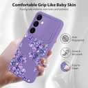 PERRKLD for Samsung Galaxy S24 Case with Slide Camera Cover, [Cute Purple Lavender Floral Flowers Print] Hard Protective Shockproof Cover for Women Girls (for S24)- Purple Lavender