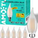 E12 Type C 2200k 40 Watt Equivalent Frosted LED Bulb Candelabra Candle Dimmable Small Base Chandelier Light Ideal for Dining Rooms Living Rooms and bedrooms Long Lasting Light for Cozy Settings (4w=40w 2200k Soft Warm)