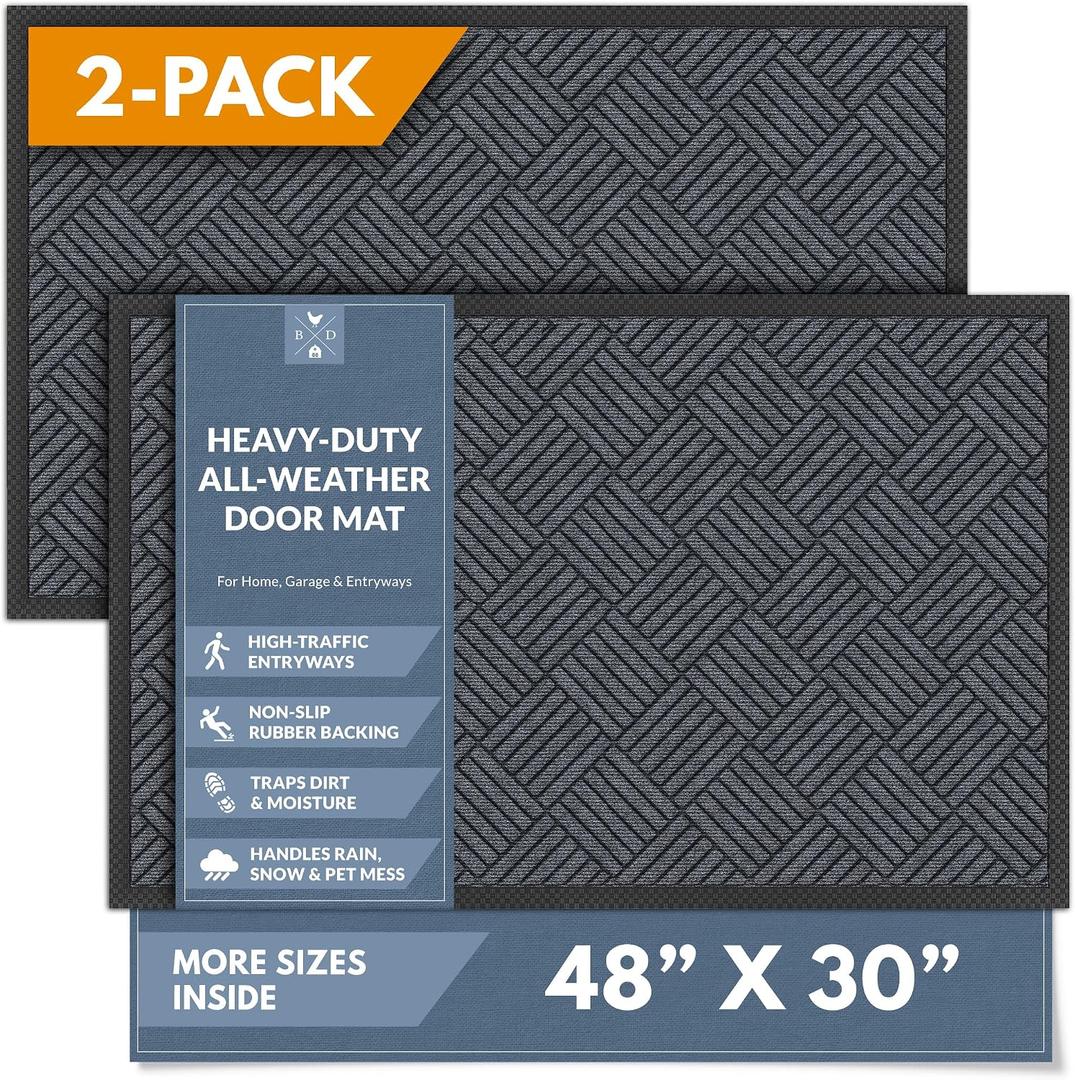 Barnyard Designs Premium Gray Non-Slip Door Mat (30" x 48", 2-Pack)