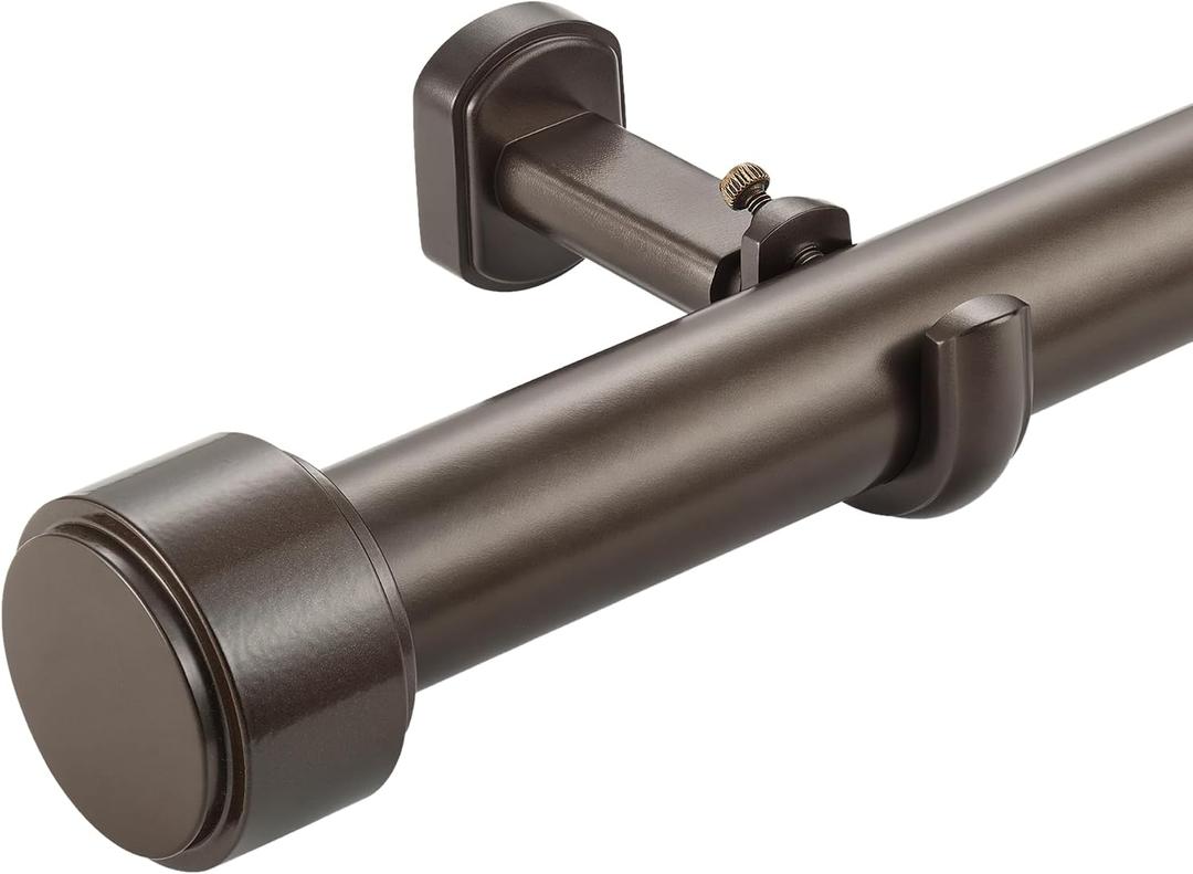 Heavy Duty Curtain Rods,1 1/4" Large Diameter Premium Nonadjustable Curtain Rod,48in/4ft Custom Window Treatment Rods with Durable Aluminum Brackets and End Caps,Dark Bronze Finish
