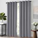 Yakamok Room Darkening Gray Blackout Curtains 84 Inch Long Light Blocking Thermal Insulated Window Treatment Grommet Drapes for Bedroom Living Room, 52W x 84L, Grey Curtains, 2 Panels