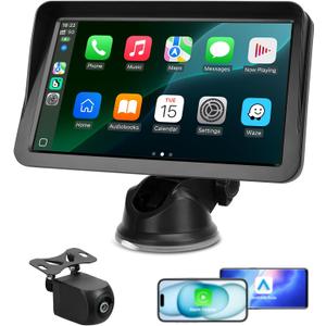 9" Wireless CarPlay Screen for Car, Apple CarPlay & Android Auto Receiver with 1080P Backup Camera, HD Touchscreen, Bluetooth, GPS, Voice ControlUniversal Fit for All Cars (Black)
