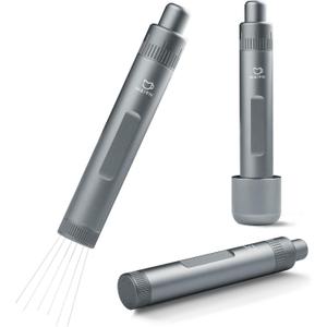 MEION Retractable WDT Espresso Distribution Tool Espresso Stirrer Tools, 0.35mm 6 Needles Coffee Distributor with Extra 6 Replaceable Needles, Espresso Machine Accessories for Barista (Silver, V2)
