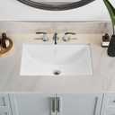 Rectangular Undermount Bathroom Sink - 20 X 15 inch Vessel Sink,Undermount Bathroom Sink Rectangle, White Ceramic Lavatory Vanity Basin with Overflow