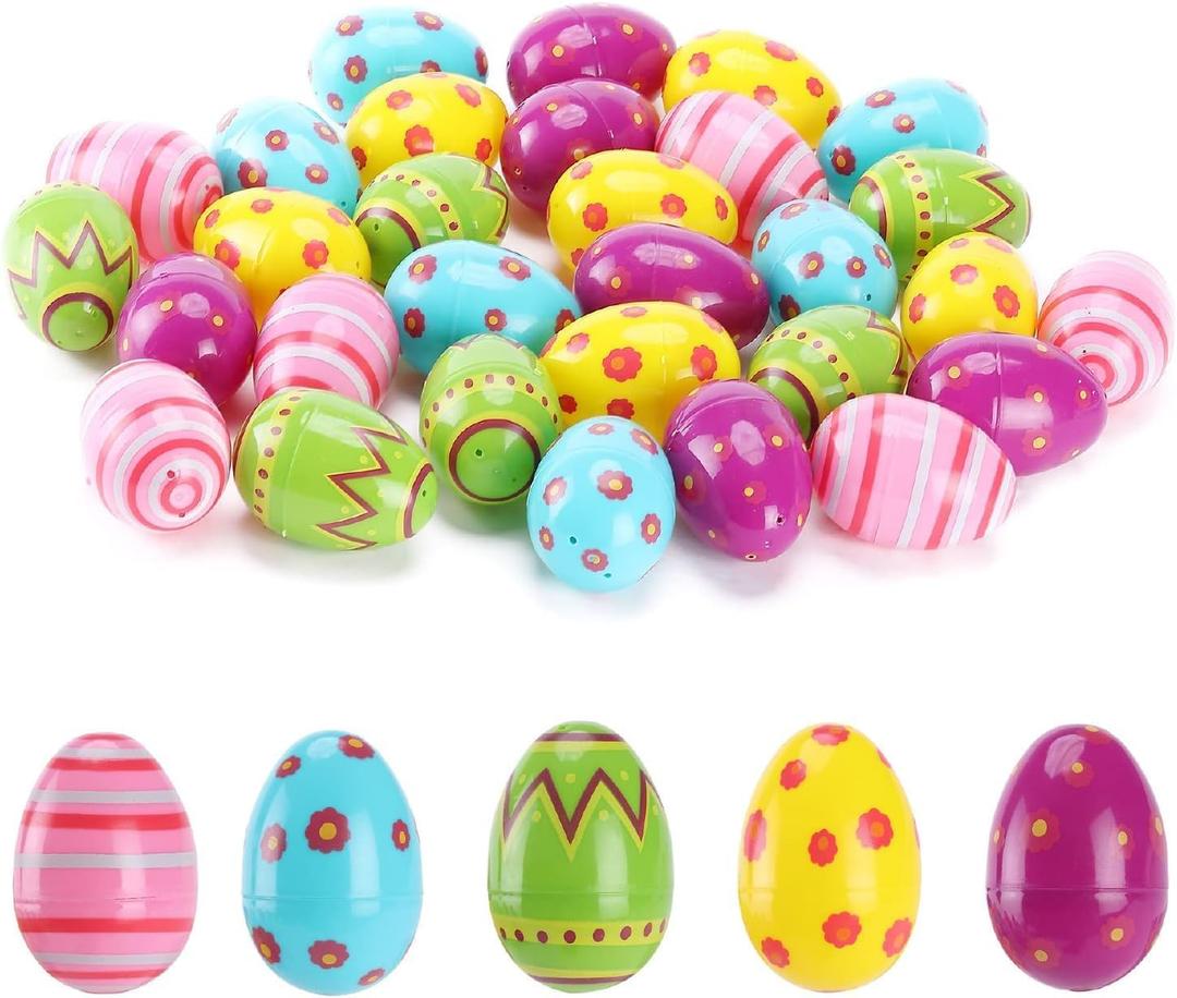 Giant 3 Inch Plastic Easter Eggs Bulk 30 Pack - Jumbo Fillable Easter Eggs for Egg Hunt Prizes, Easter Basket Stuffers, Candy Treats, Party Favors & Classroom Supplies