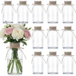 Glass Flower Vases for Centerpieces Boho Cylinder Bud Vases in Bulk Mason Jars for Weddings, Parties & Vintage Home Mother's Day (12, Clear)