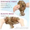 2 x Messy Bun Hair Piece Elastic Hair Band Hair Pieces Curly Chignon Ponytail Hairpiece Daily Wear(Ash Blonde Mix Ginger Brown)