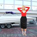 3 Pack Olive Oil Costumes Women's Large Cosplay Costume for Adult Red Black Long Sleeve Dress Earrings White Socks