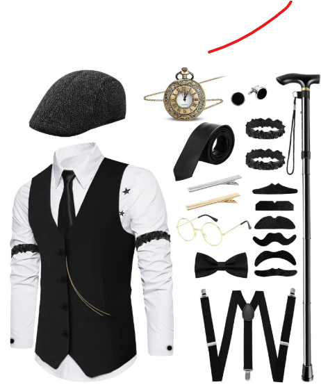 Charming 18PCS Roring 20's Custome Outfits Accessories for 1920s Gatsby Themed Party
