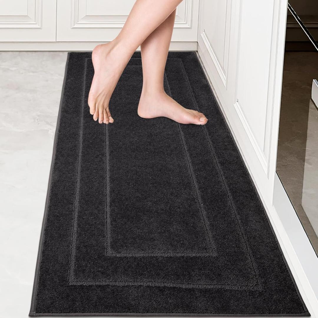 PURRUGS Machine Washable Kitchen Runner Rug 24" x 59", Non-Slip/Skid Hallway Runner Rug, Super Absorbent Soft Area Rug for Kitchen, Hallway & Laundry, Charcoal