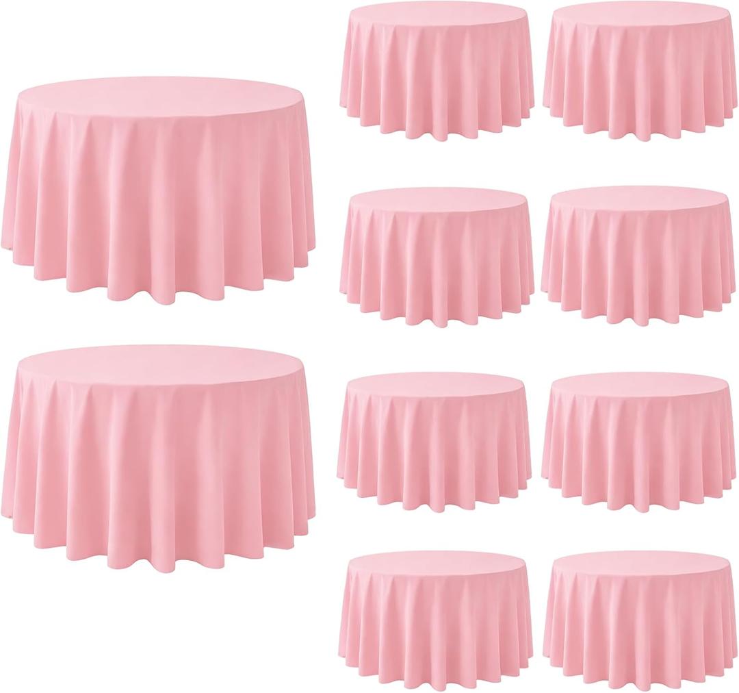 10 Pack Round Tablecloth 120 Inch Pink